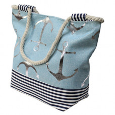 LINEN7/0,6BLUE Сумка пляжная 48x37см, ручка канат 12мм (ле...